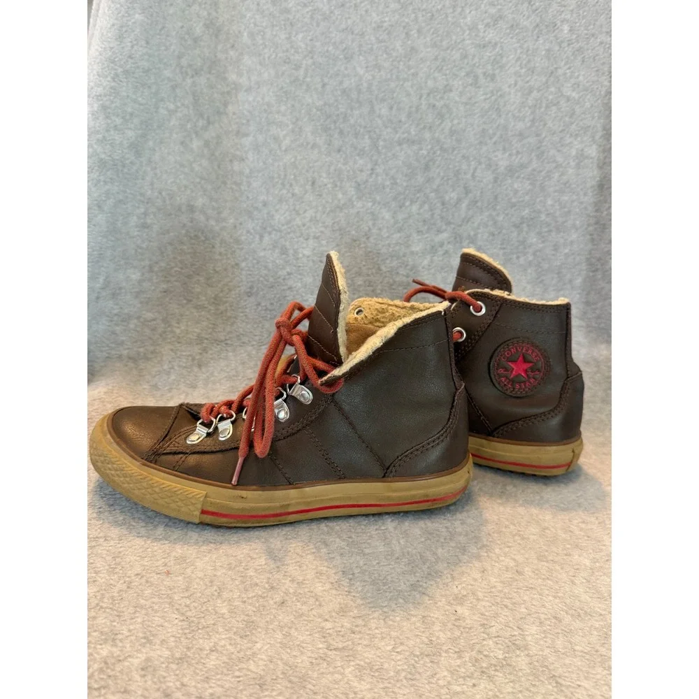 Converse Chuck Taylor All Star Hiker Boots Brown Leather Fleece Lined Junior 3